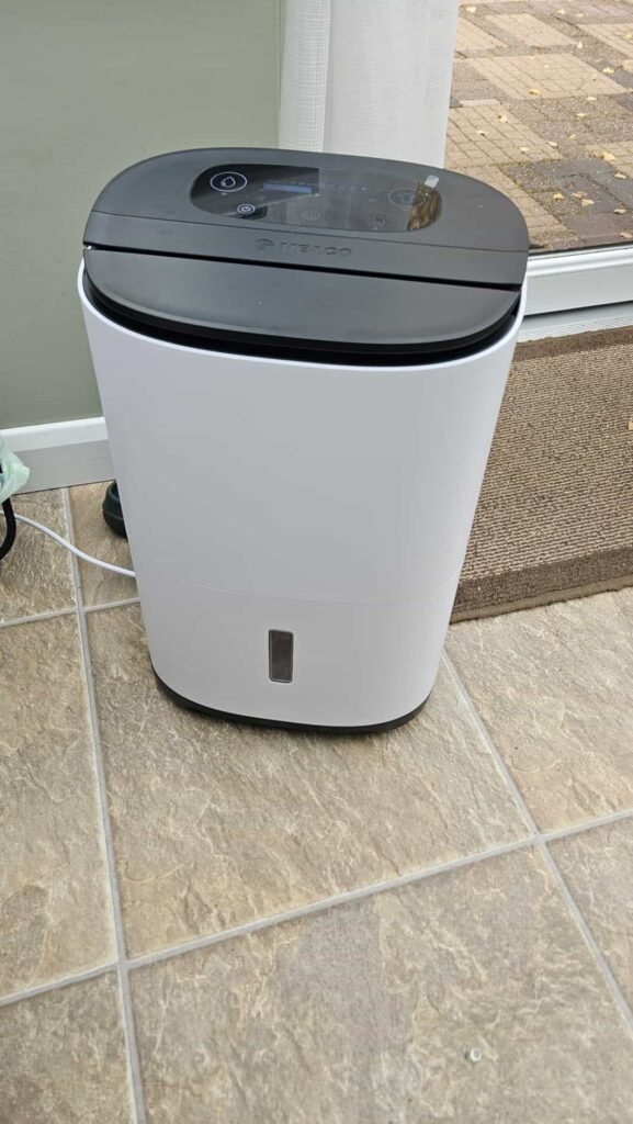 view of our own purchase testing meacodry arete dehumidifier for living room uk unboxing package arrival several weeks to months